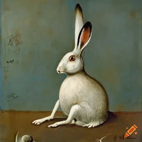 White Hare Depicted In 1500s Hieronymus Bosch Style Painting On Craiyon