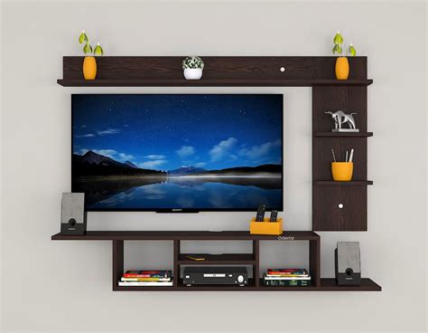 Odestar Eleanora Engineered Wood Wall Mount Tv Entertainment Unitwith Set Top Box Stand Wenge