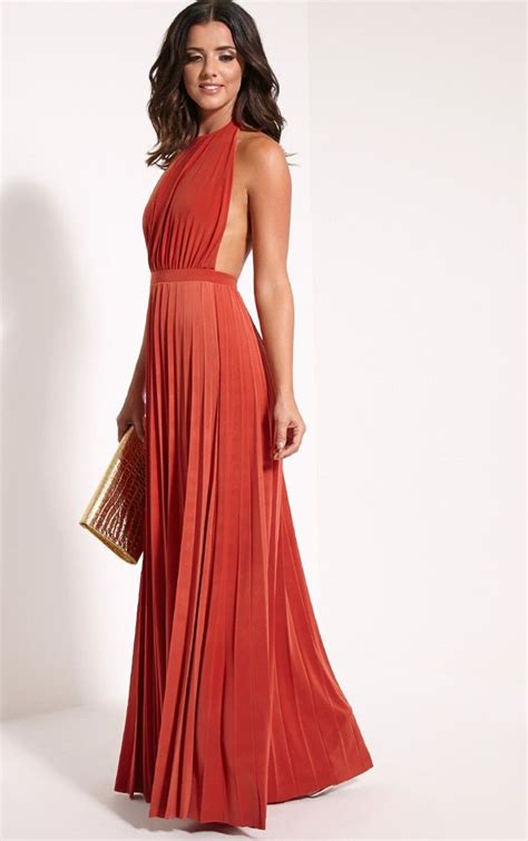 Pleated Orange Maxi Dress Pleated Maxi Dress Pinterest Dress