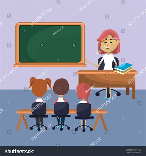 Teacher Woman Educated Students Stock Vector Royalty Free 720703702