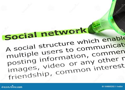 Social Network Dictionary Definition Green Marker Stock Photo Image