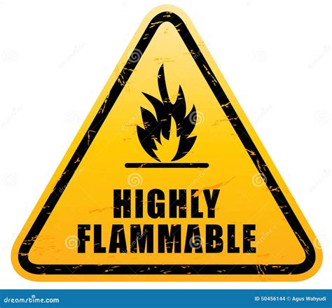 Flammable Warning Sign Highly Flamable Sign Stock Illustration