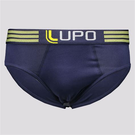 Cueca Slip Lupo Algodão Elastano Marinho e Amarelo FutFanatics