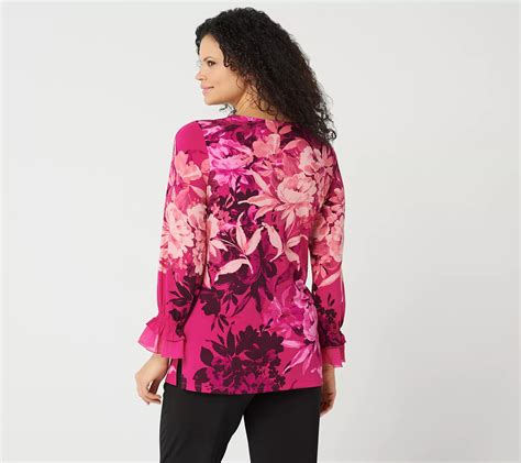 As Is Susan Graver Printed Liquid Knit Embellished Tunic