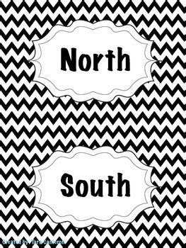 Black Chevron Cardinal Direction Cards By Tara Cameron Tpt