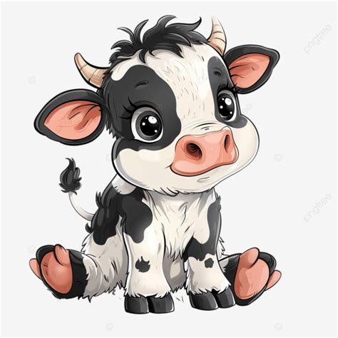 Baby Cow Smiling Chibi Cartoon Character Vector In The Style Of Dr