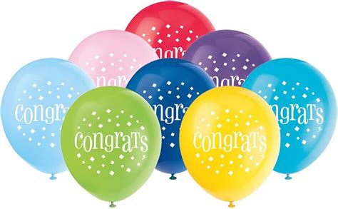 Amazon.com: Congrats Party Latex Balloons - 12" | Assorted Colors | 8 ...