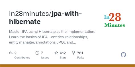 Github In Minutes Jpa With Hibernate Master Jpa Using Hibernate As