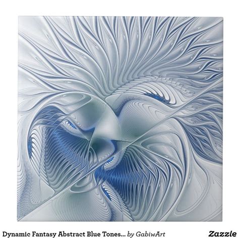 Dynamic Fantasy Abstract Blue Tones Fractal Art Ceramic Tile Zazzle