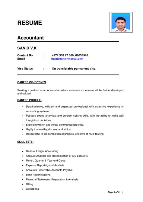 Supreme Resume Format For Accountant Pdf Content Writer Cv Sample