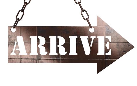 arrive word  metal pointer  stock photo  vecteezy