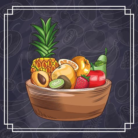 Frutas Dibujadas A Mano Vector Premium