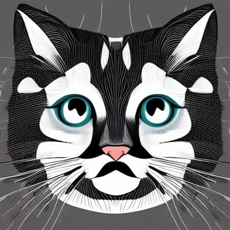 Charley Harper Cat Head Graphic · Creative Fabrica