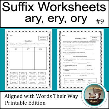 Suffix Worksheets Word Study Words Their Way Worksheets Ary Ery Ory