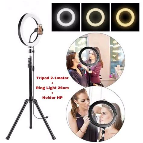 Jual Paket Ringlight 26cm Tripod 2M Lampu Vloger Lampu Beauty