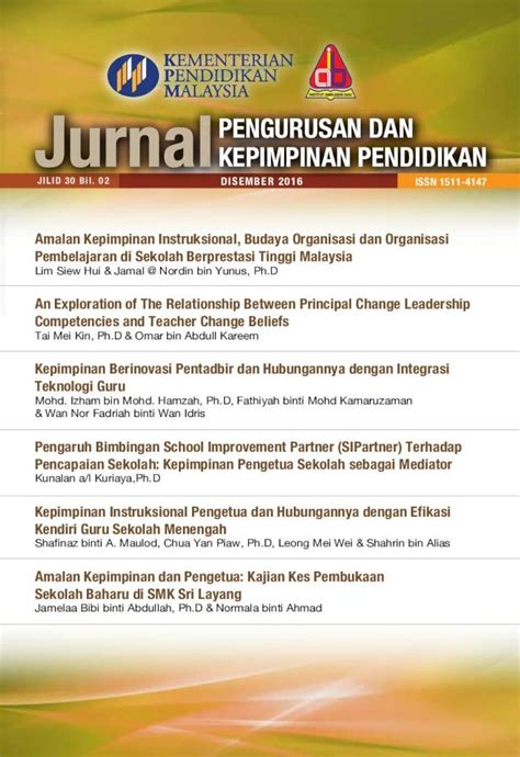 Pdf Jurnal Pengurusan Dan Kepimpinan Pendidikan Kandungan