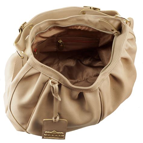 Bolsa Nude de Couro Legítimo de Tamanho Grande