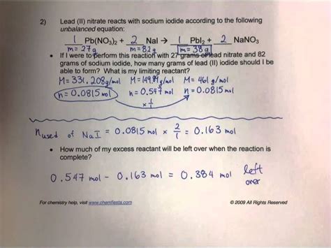 Limiting Reagent Practice Problems With Key