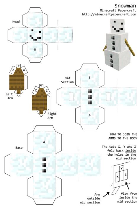 Papercraft Snowman Minecraft Printables Minecraft Crafts Paper Crafts