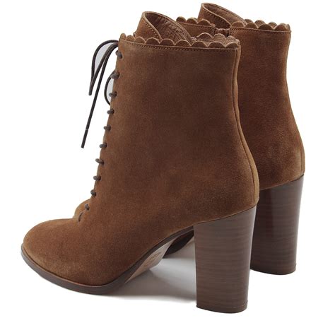 Bottines Talon Lacets Femme Cuir Daim Marron Clair Jules Jenn