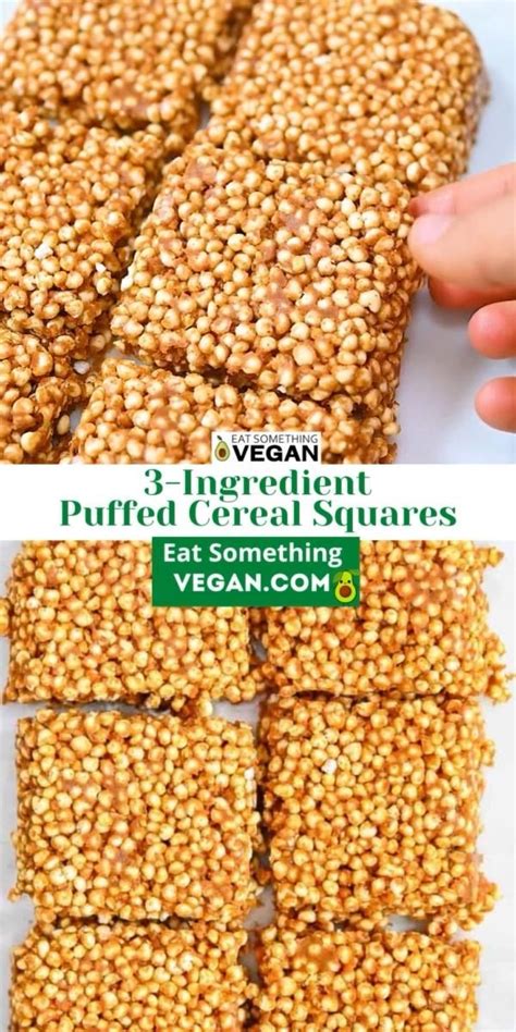 3 Ingredient Puffed Cereal Bars [video] Puffs Cereal Vegan Sweets Cereal Bars