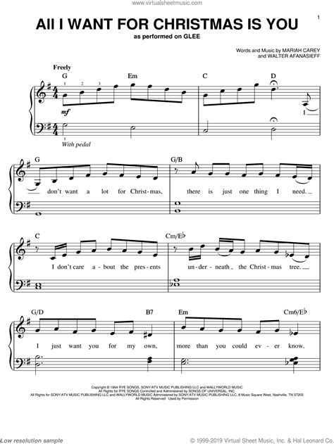 Download and Print All I Want For Christmas Is You sheet music for piano solo by Michael Buble ...