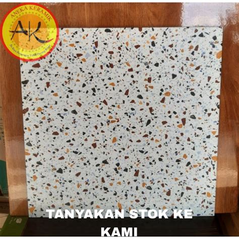 Jual Keramik Lantai Kasar Matt Drop Teras Garasi Motif Terazzo 40x40