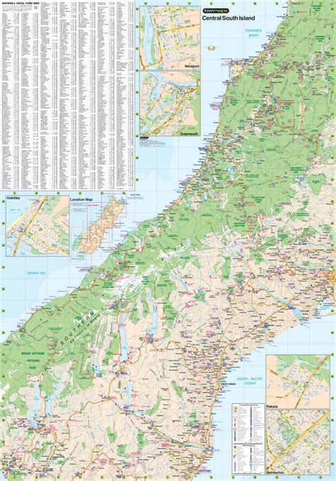 Northern & Central South Island road map – MapCo NZ Ltd – Maori, Pacific Island and New Zealand Maps