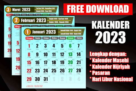 Download Kalender 2023 Lengkap Masehi Hijriah Dan Jawa Free Cdr Themelower