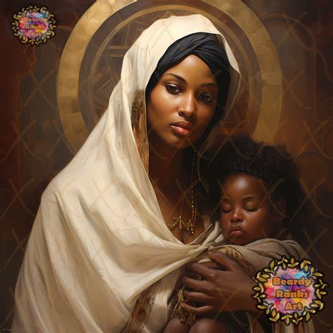 African American Virgin Mary And Baby Jesus Black Virgin Mary Wall Art