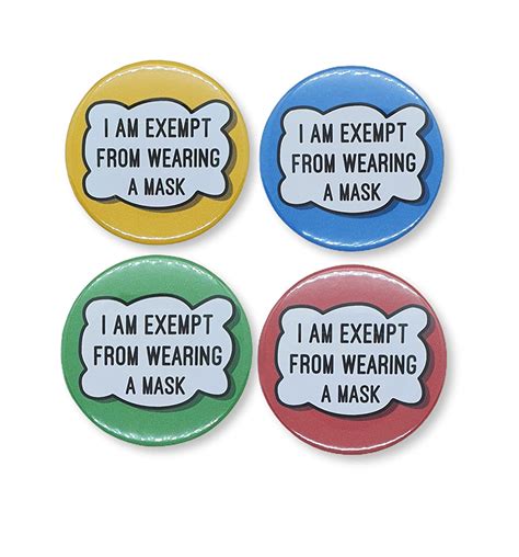 Exempt From Wearing A Face Mask Badges 4 Pack Hidden Disability Badge 59mm Pin Button Badge