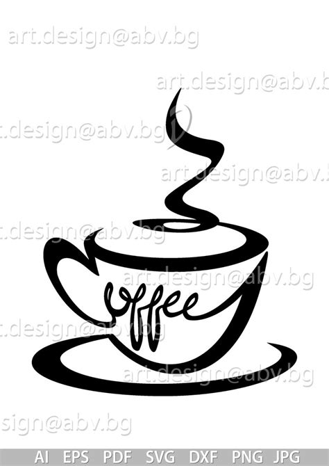 Vector Cup Of Coffee Text Ai Eps Pdf Svg Dxf Png Etsy