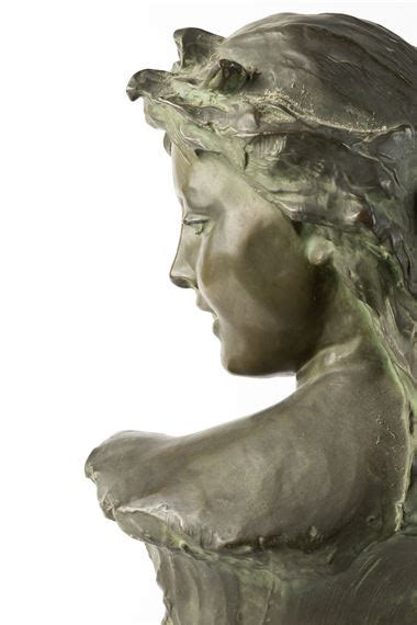 Jef Lambeaux Green Patinated Bronze Bust Of A Nymph Mutualart