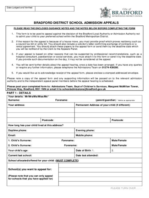 Fillable Online School Admission Appeal Form 286 Kb Fax Email Print