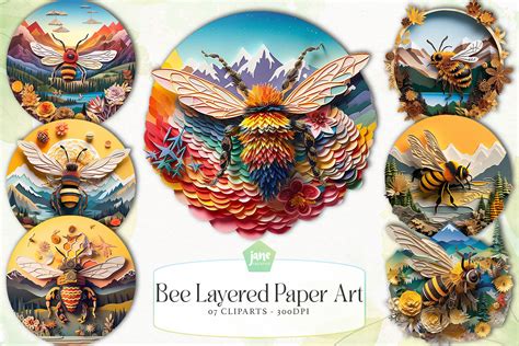 Bee Layered Paper Art Sublimation Bundle Graphic By Janecreative · Creative Fabrica