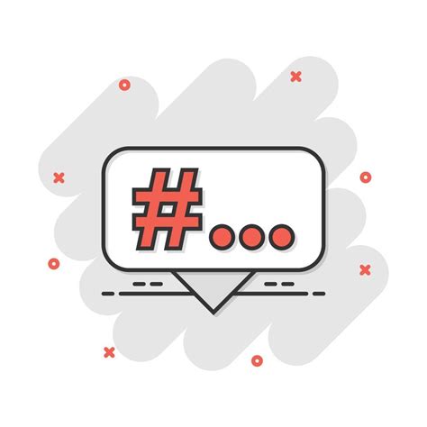 Vector Cartoon Hashtag Icon In Comic Style Social Media Marketing