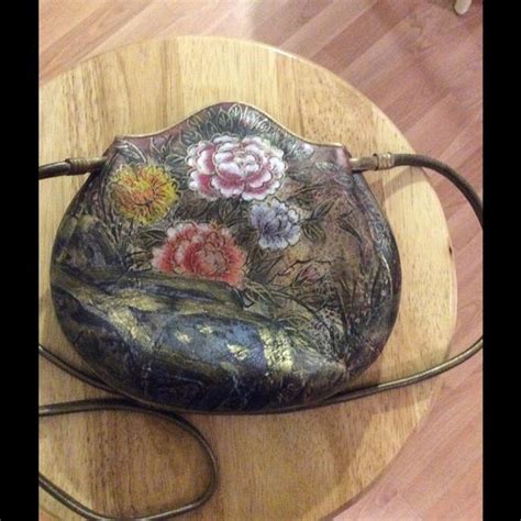 Sold Jane Yoo Hand Painted Butterfly Leather Wearable Art Bag Hand