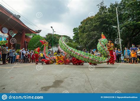 Dragon And Lion Dance Show In Chinese New Year Festival Tet Festival