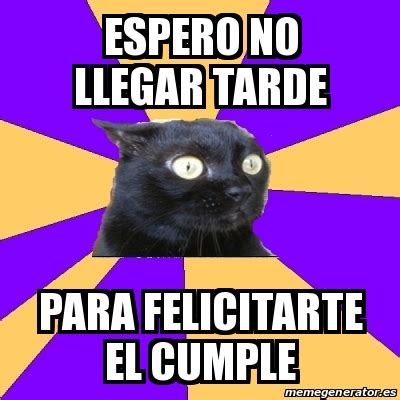 Meme Anxiety Cat Espero No Llegar Tarde Para Felicitarte El Cumple