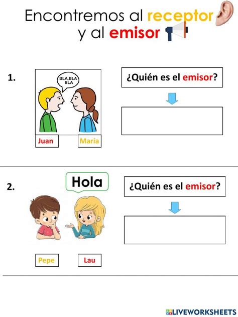 Emisor Y Receptor Worksheet Elementos De La Comunicacion Primeros