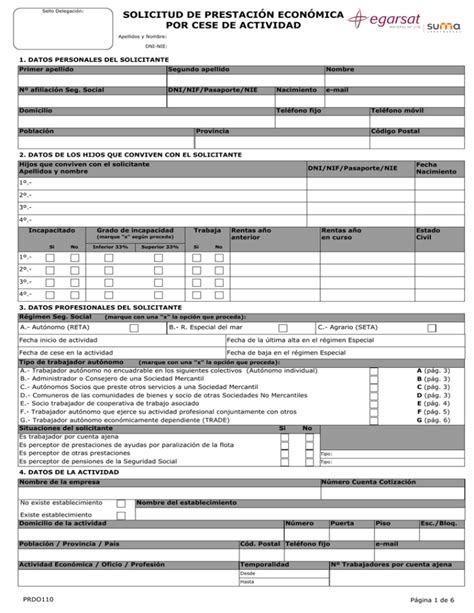 Solicitud De Prestaci N Econ Mica Por Cese De Actividad