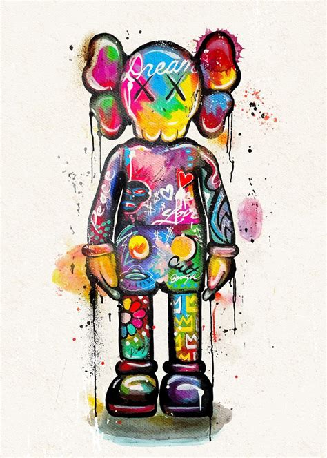 Kaws Companion Graffiti Poster Picture Metal Print Paint By Uber