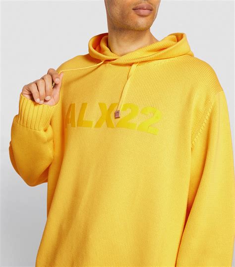 1017 Alyx 9sm Yellow Knitted Logo Hoodie Harrods Uk