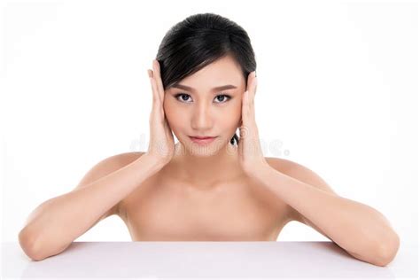 Portrait Beautiful Young Asian Woman Clean Fresh Bare Skin Concept