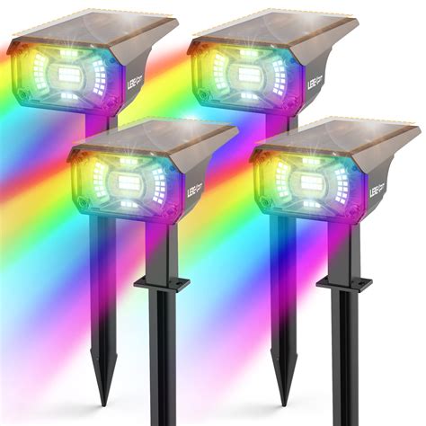 Lerekam Color Solar Lights Outdoor Waterproof Spotlights With 9 Light