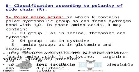 B Classification According To Polarity Of Side Chain R Polar