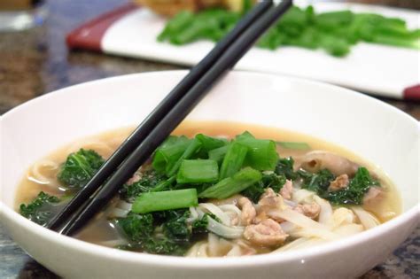 Spicy Pork Soup With Kale And Rice Noodles Passion For Pork