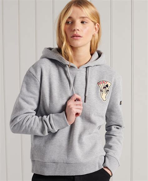 Superdry Kurz Geschnittenes Hoodie Mit Military Logo Damen Outlet