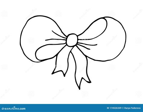 Hand Drawn Doodle Cartoon Decorative Ribbon Bow Vector Illustration