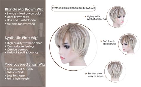 Creamily Pixie Cut Layered Short Blonde Wigs With Bangs Straight